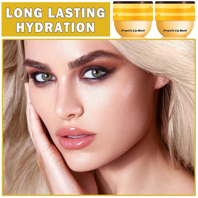 2PCS Bee Lip Balm Honey Pot Honey Lip Balm Sleeping Lip Mask Silky Hydrating Bee Lip Balm Lip Mask Overnight Lip Care Products