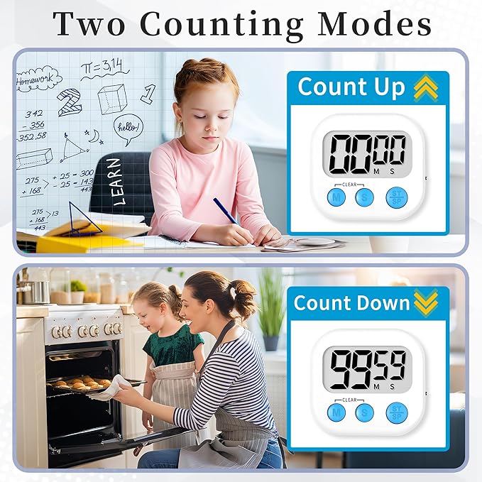 ZILLEEN Classroom Timers for Kids Classroom Magnetic Digital Kitchen Timers for Cooking Teachers Gym Game 6 Pcs