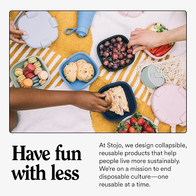 STOJO Collapsible Travel Cup - Reusable To-Go Pocket Size Silicone Bottle for Hot and Cold Drinks - Perfect for Camping - Microwave & Dishwasher Safe (Eucalyptus, 12 Ounce (Pack of 1) - No Straw)