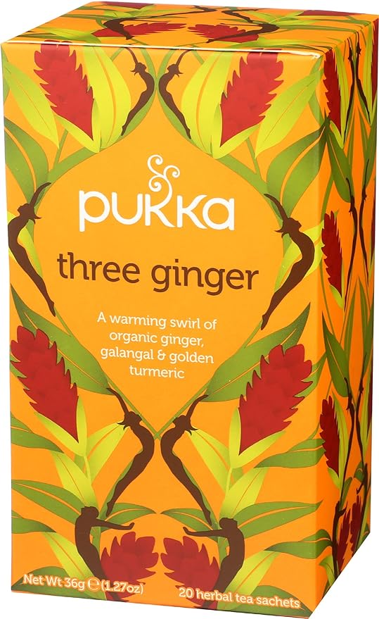 Pukka Organic Herbal Tea Ginger Herbal Teas Three Ginger Tea with Galangal & Turmeric 20 Tea Bags (Pack of 2)