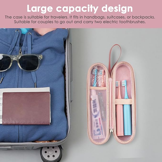 Electric Toothbrush Case, Carrier Bag for Travelling, Portable Toothbrush Carrying Case Holder Compatible with AquaSonic, Sumkyle, Oral-B iO Series, Philips Sonicare. (Pink)
