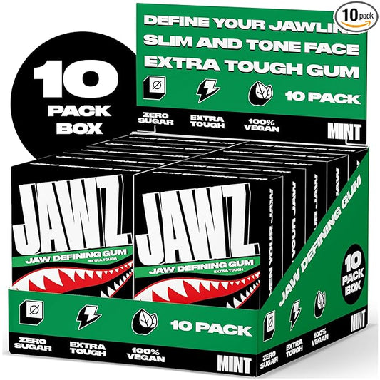 Jawline Chewing Gum (4 Month Supply) Mint - Define Your Jawline, Slim and Tone Your Face - Facial Exerciser for Men and Women - Sugar Free Hard Gum (10 Packs) (120 Pieces)