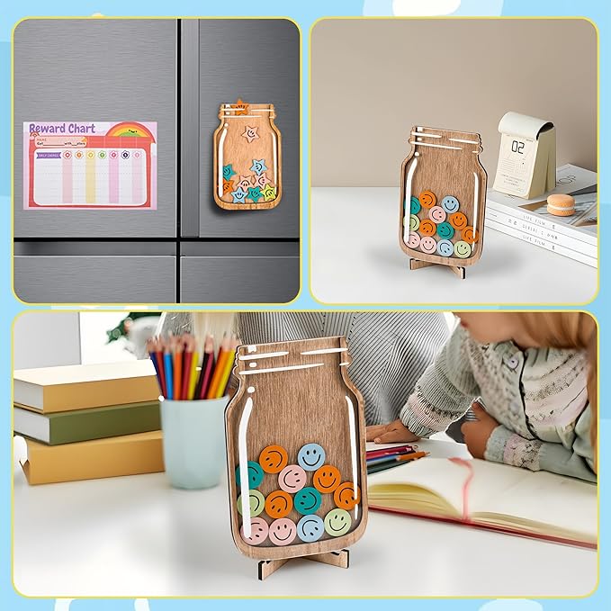 Magnetic Reward Jar, Star Reward Jar for Kids, Reward Jar System for Classroom Home, Magnetic Reward Chart for Potty Training, Personalized Stars Reward Jar for Children or Teacher 's Gifts