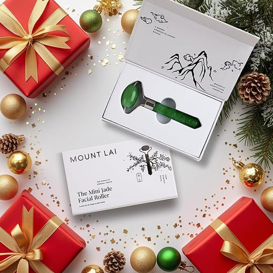 Mount Lai Mini Jade Face Roller - Authentic Jade Roller for Tension Relief, Puffiness & Radiant Skin, Relaxing Face Massager for All Skin Types