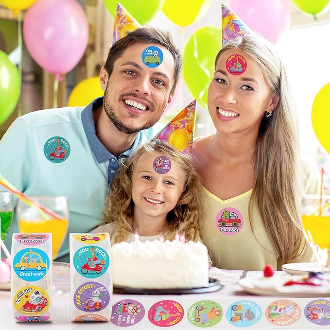 1000 Pieces Stickers for Kids,Cute Cartoon Animal Reward Stickers Suitable for Childers,Students,Classroom,School,Home,Party (1" / 2 Rolls)