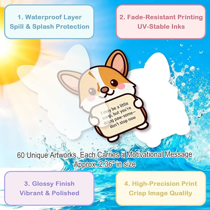 120pcs Emotional Support Animal Stickers, Cute Affirmation Sticker Pack for Adults, Kids & Teens, Waterproof Vinyl Inspirational Decals for Water Bottles, Laptops, Journals, Phones