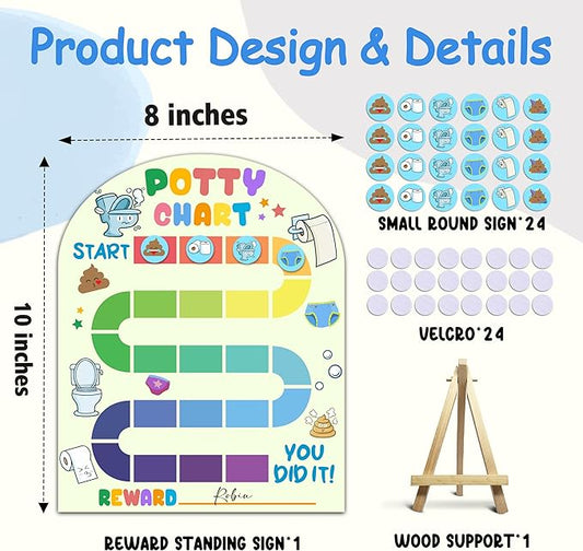 Potty Training Wooden Reward Chart, Behavior Reward Charts, Routine Calendar, Incentive Responsibility Chart for Boys Girls Kids Toddlers Good Habits, 08
