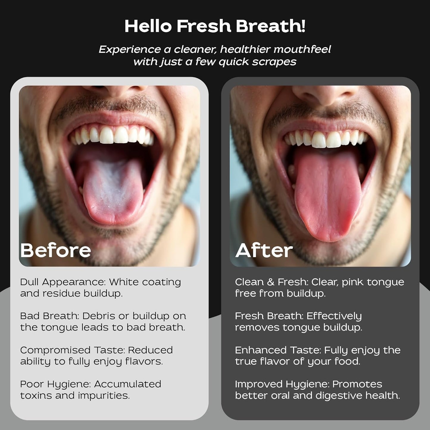 Justnatur 100% Pure Stainless Steel | Ultimate Tongue Cleaner for Fresher Breath | Reusable Metal Tongue Scraper for Adults & Kids | Extra Durable Tongue Cleaning Tool (30g Pack of 2)