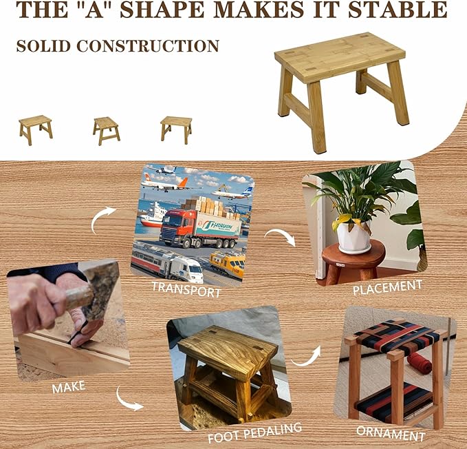 7.5'' Wooden Step Stools(2 Pack), Preassembled Kids Step Stool with Anti-Slip Bottom, for Toilet Potty Training, Bathroom Sink, Toddler Shower, Kitchen Counter(White)