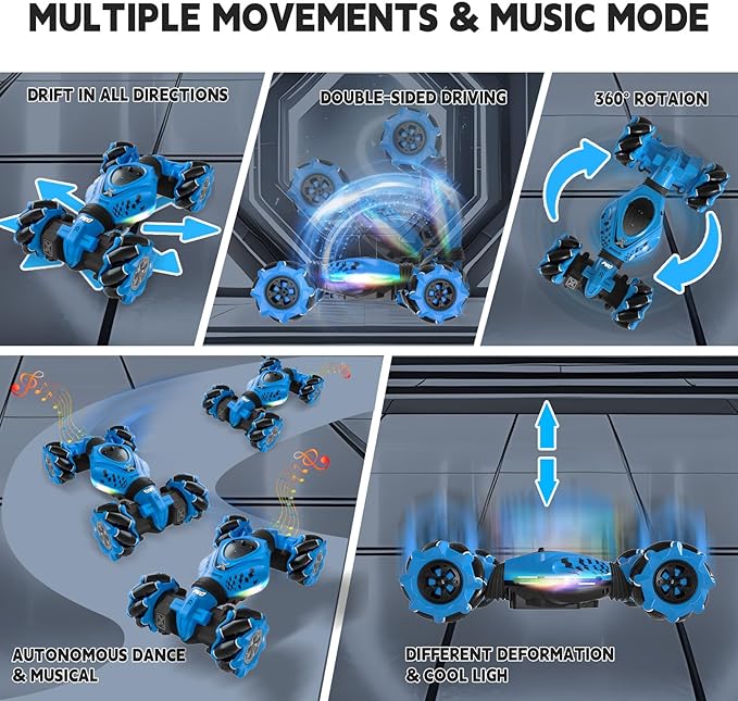 Remote Control Car - RC Drift Car for Boys Age 8-12, Gesture Sensing RC Stunt Cars 4WD Hot Wheels Cars Toy for Kids 4 5 6 7 8 9 10 Year Old Boy Birthday (Blue)