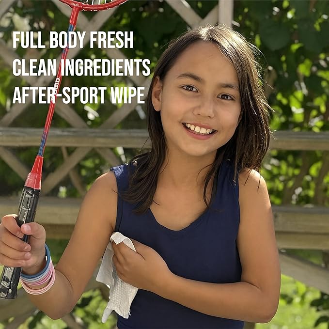 Quitch After-Sport Wipe Unscented Shower-Free Body Wipe for Kids & Baby, No Rinse, Underarm Aluminum-Free Natural Deodorant, Non-Toxic Sensitive Skin Towelettes, Travel-Friendly Camping Essential
