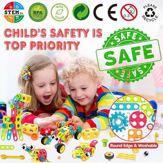 Contixo ST3 Kids Toys - 223 PCs 3D Building Blocks STEM Construction Playboards Creativity, Imagination, Recreational, Educational for Children Toddler, 3+ Year Old Boys and Girls