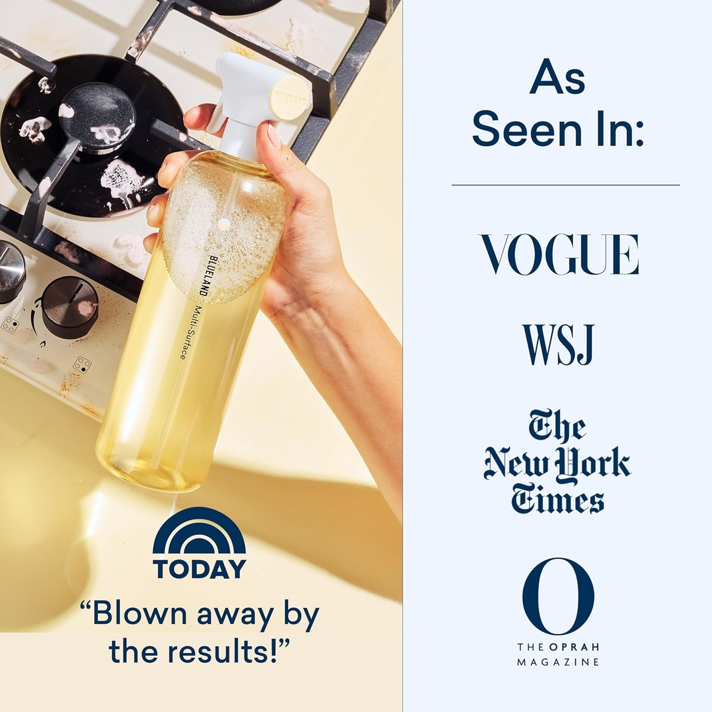 BLUELAND Multi-surface Cleaner, Starter Set, Fresh Lemon Scent, Spray Bottle with 4 Refill Tablets, All-Purpose, Eco-Friendly Cleaning Supplies, 4 x 24 Fl oz