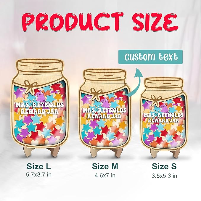 Personalized Reward Jars for Kids - Magnetic Reward Jar for Classroom Behavior – Incentive Jar with Stars for Teachers & Kids – Class Rewards Chart, Potty Training, Behavior Management, Style 03