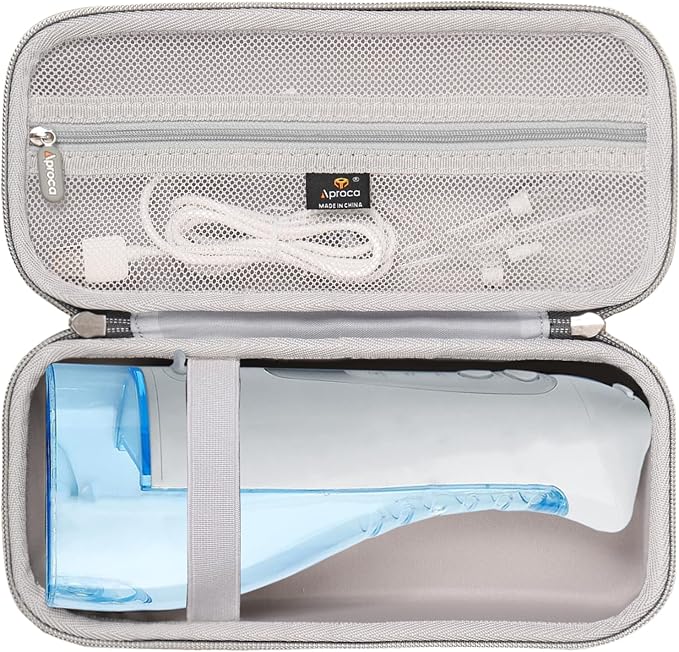 Aproca Grey Hard Storage Protective Case, for COSLUS Water Dental Flosser Portable Cordless Oral Irrigator F5020E and Accessories