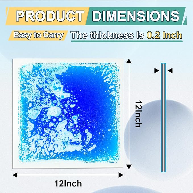 Liquid Sensory Tiles Floor Pads - 4PCS Square Sensory Floor Mats for Kids with Over Three Years Old