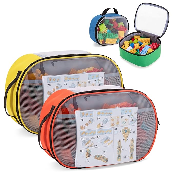4pcs Toy Storage Organizer Container Bag for Building Bricks, Travel Bag for Building Blocks, Puzzle, Car Toy, Magnetic Toys, Dolls, Board Game Storage Organizer Case