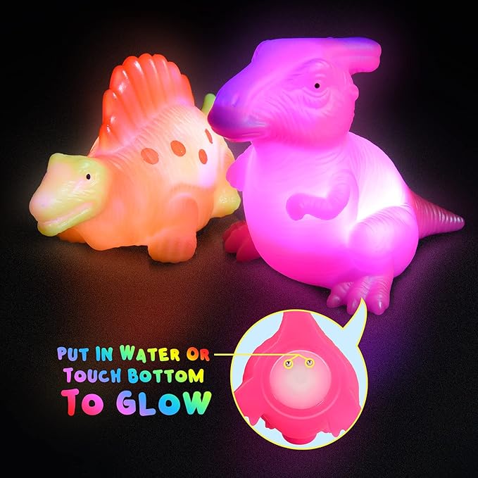 Baby Bath Toys for Toddlers 1-5, 6 Packs Light Up Floating Dinosaur Toys for Kids 1-5 Year Olds Boys Girls Halloween Xmas Birthday for Babies Age 1-5 Sensory Toys Preschool Bathtub Pool Shower Games