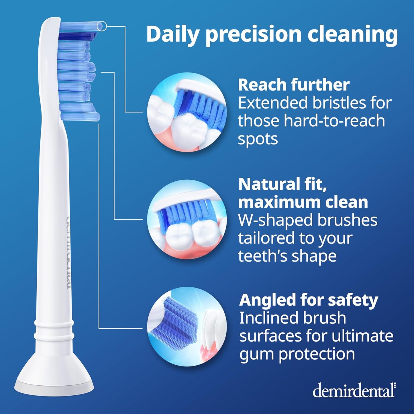 Replacement Heads - Compatible with Philips Sonicare Replacement Heads - Medium Replacement Toothbrush Head - Replaces HX6015/03 SimplyClean Toothbrush Heads - White - 8 Pcs