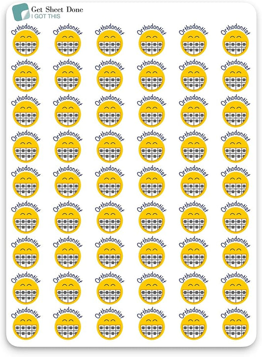 Orthodontist Planner Stickers – 54 Vinyl Labels for Braces Checkups, Dentist Appointments, Health Scheduling, Wellness Tracking, Functional Productivity Bullet Journaling Layouts