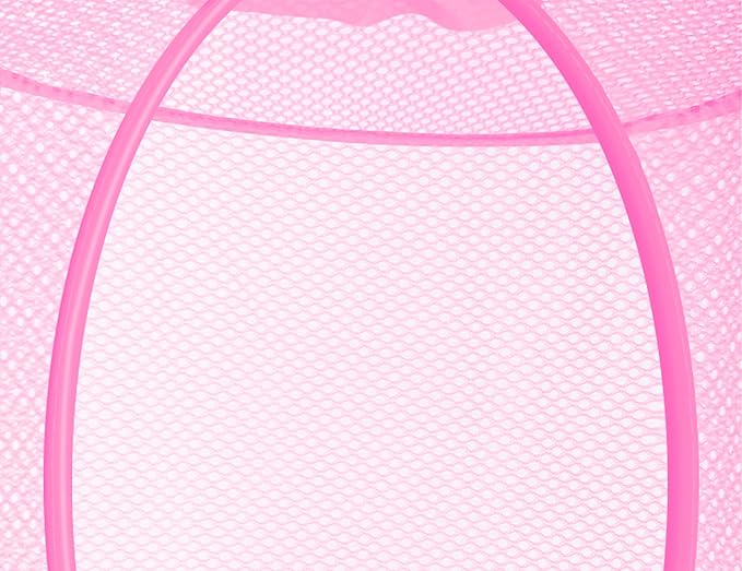 Libeder Mesh Hanging Storage Space Saver Bags Organizer,Foldable Storage Organizer 5 Compartments Toy Storage Basket for Kids Room Bathroom 2 Sets Pink