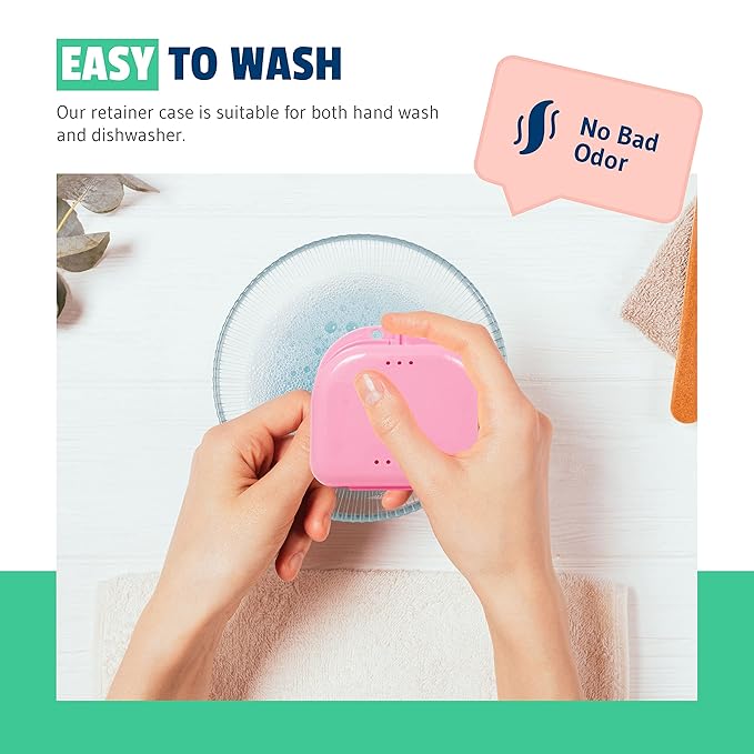 Retainer Cases - Pack of 4 Assortment - Odorless Mouth Guard Case - Ventilated & Hygienic for Carrying & Protecting Braces & Aligners - 3.14x3.07x1.1 Inches – Bluish, Black, Pink & Purple