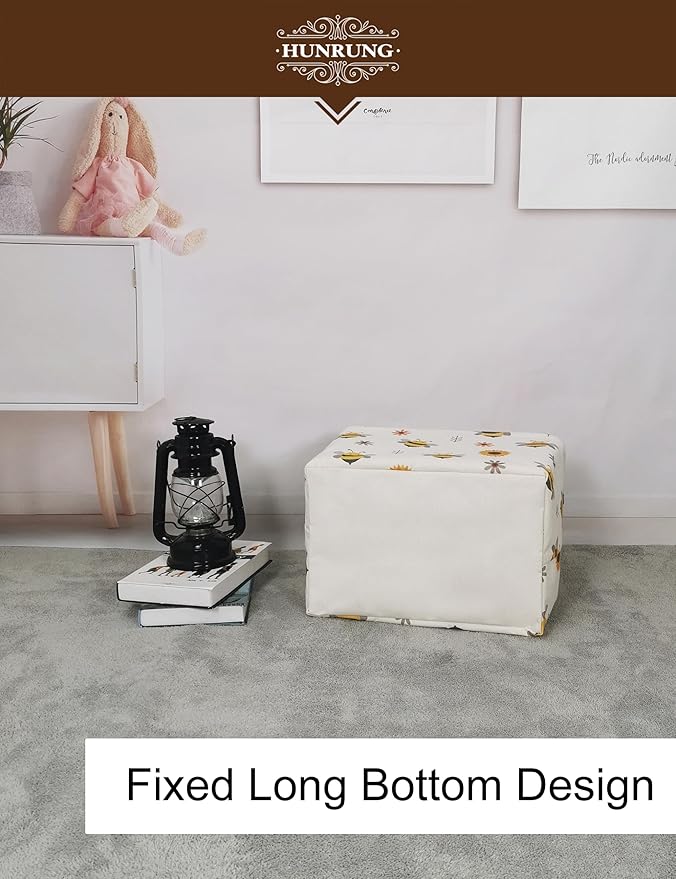 HUNRUNG Rectangle Storage Basket Cute Canvas Organizer Bin for Pet/Children Toys, Books, Clothes Perfect for Rooms/Playroom(REC-Bee)