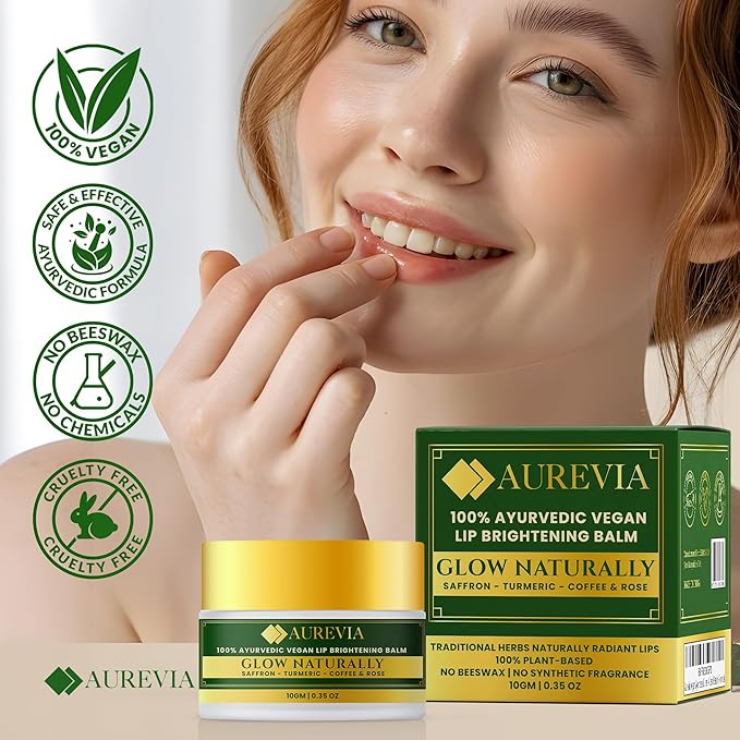 Vegan Lip Brightening Balm – Ayurvedic Lip Care for Dark & Smoker Lips | Deeply Hydrating, Moisturizing & Nourishing with Rich Antioxidants – Clean Beauty Plant-Based Formula