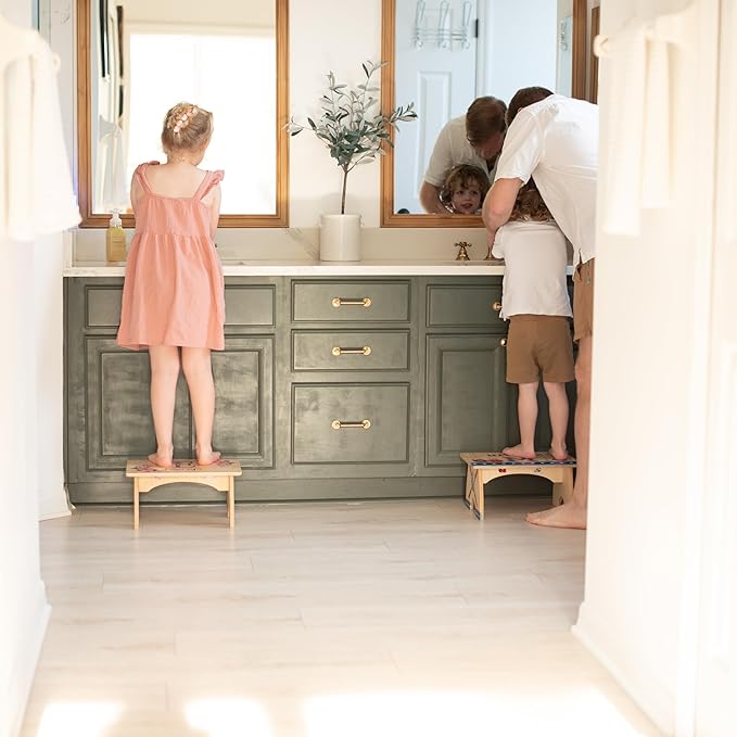 Step Stool for Toddlers- Personalized Wood Kids Step Stool with Name for Kitchen Sink, Bathroom, Potty Training, Toilet, Kitchen Sink- Sturdy and Safe- Made in USA by BloomOwl (Astronaut)