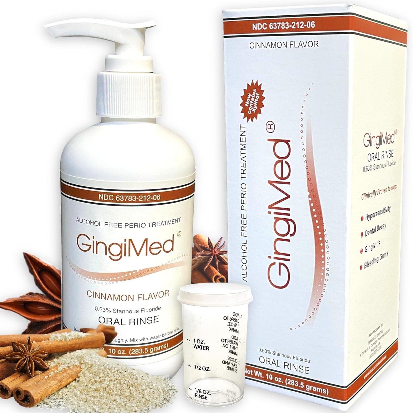 GingiMed .63% Stannous Fluoride Mouthwash with Xylitol | Alcohol-Free Fluoride Mouth Rinse | Periodontal Disease Treatment (Cinnamon - 10 Ounce)