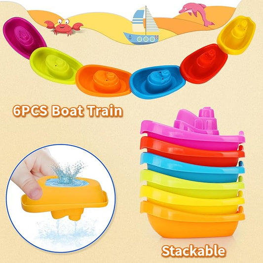 Baby Bath Toys for Kids Ages 1-3,13 Pcs Bathtub Toys for Babies 6-12-18 Months, Mold Free Bath Toys Toddlers 2-4 Years Old,Stacking Cups & Watering Can,Water Table Toys for Infants Boys Girls 1 2 3 4