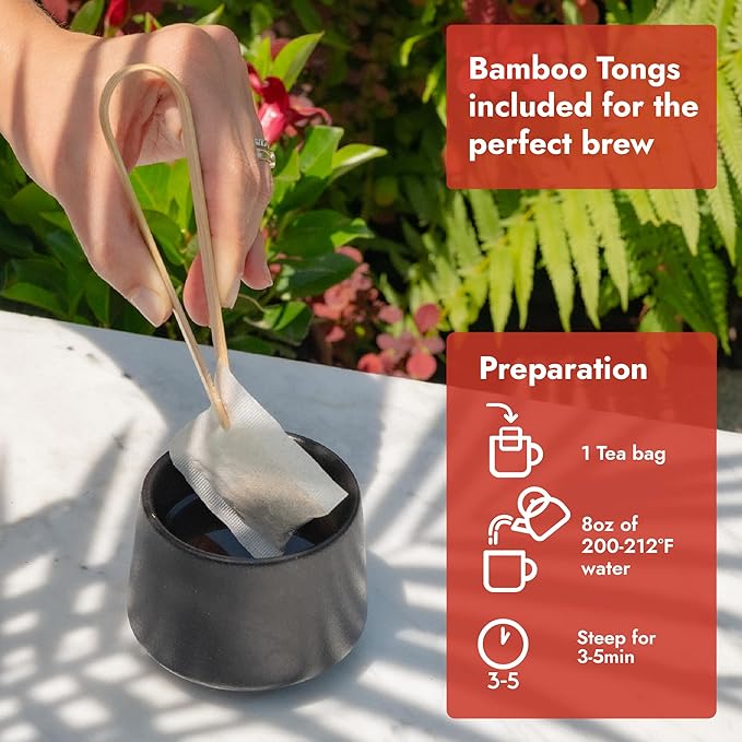 Vital Bloom Pure Cinnamon Tea, warm, spicy flavor, 100% Natural, Caffein Free, Hot or Cold Brew Herbal Tea, Bleach Free Tea Bags, Non GMO (Free Bamboo Tongs included)