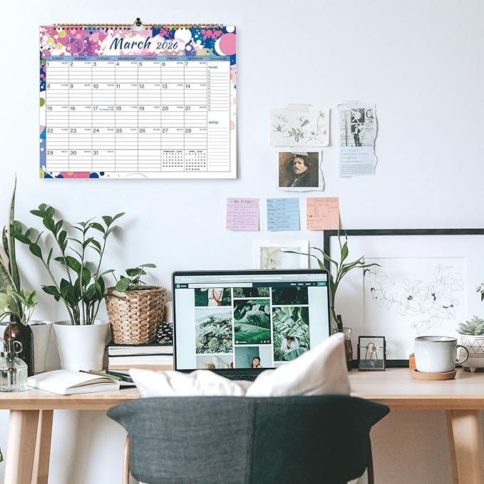 2026 Calendar, Wall Calendar 2026-2027, 18 Month Calendar January 2026 - June 2027, 14.8" X 11.5", Calendar with Twin-Wire Binding, Hanging Hook and Julian Dates (Multi Colorful)