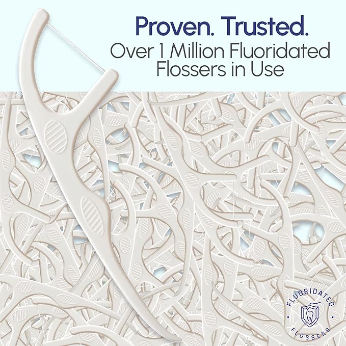 Fluoride Floss Picks - Enhanced Cavity Protection, Unflavored Floss Picks. Shred Resistant Nylon Flossers, 180 Count, Dentist Designed and Backed by Science