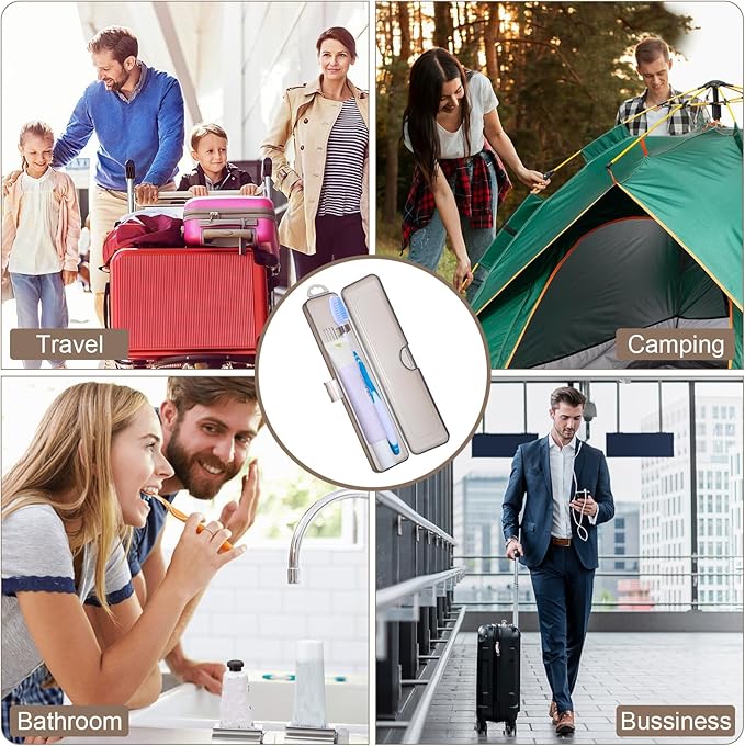 Lusofie 2 pcs tooth brush travel case Transparent Black travel toothbrush case 7.87 x 1.85 x 1.18 Inches