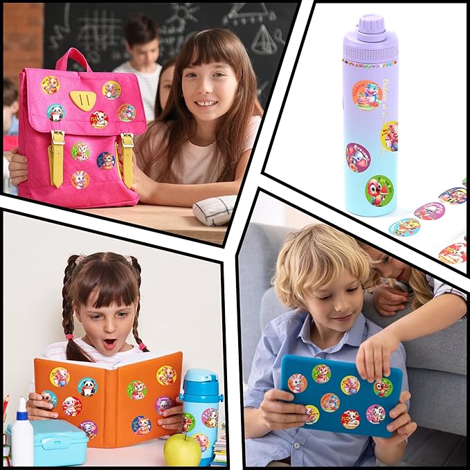 HORIECHALY Scratch and Sniff Stickers Rolls, Smelly Animal Stickers with 24 Designs and 3 Fruit Scents, Reward Motivate Stickers for Kids, Teachers, Parents Gift- 3 Rolls, 600 Pcs, 1.58"