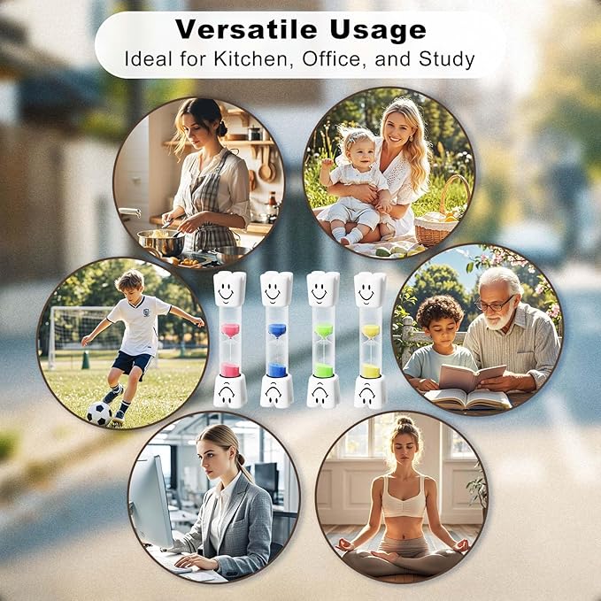 Toothbrush Timer 2 Minute Sand Timer Smile Pattern Tooth Brushing Sand Timer, Mini Hourglass Sand Clock Set for Desk, Decoration (Pack of 2)