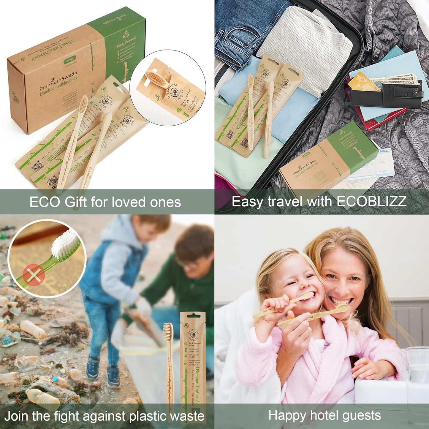 Bamboo Toothbrushes Soft Bristles Adult - 8 Pack Eco-Friendly Bamboo Toothbrushes Individually Wrapped - Sealed Soft Bristle Toothbrush - Biodegradable Natural Wooden Toothbrush