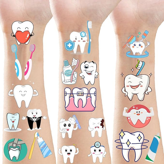 380 Tooth Temporary Tattoos Stickers Dental Hospital Dental Health Party Brush One's Teeth Themed Baby Shower Birthday Party Favors Decorations Tattoo Stickers