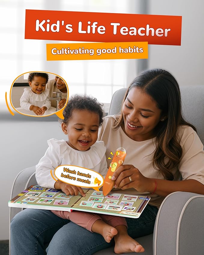 KOKODI Talking Pen Books Sets, Interactive Audio Sound Books Kids Learning Electronic Toys for Toddlers Kids, Autism Sensory Games, Early Educational Gifts Birthday Gifts for Boys Girls Age 2 3 4 5