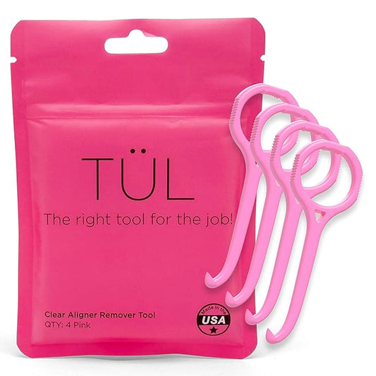 TÜL | Only Invisalign Remover Tool Made in the USA | Lifetime Replacements | Ortho Recommended Aligner Remover Tool & Retainer Remover Tool | Pink 4 Pack | Top Invisalign Accessories