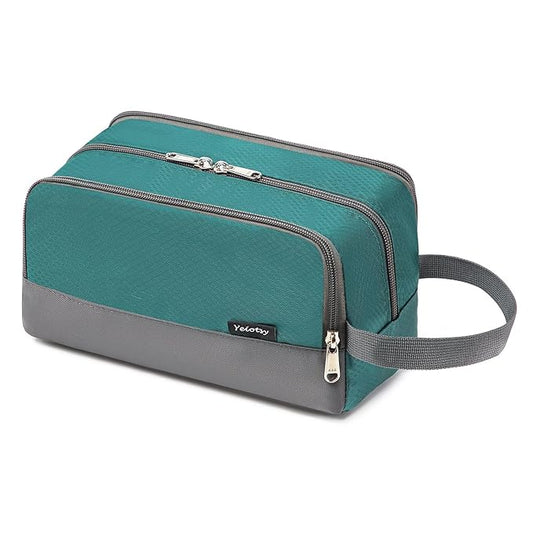 Yeiotsy Boys Toiletry Bag - Kids Travel Dopp Kit with Mesh Pockets, Compact Organizer for Gym, Camping, Hiking (Emerald Green)