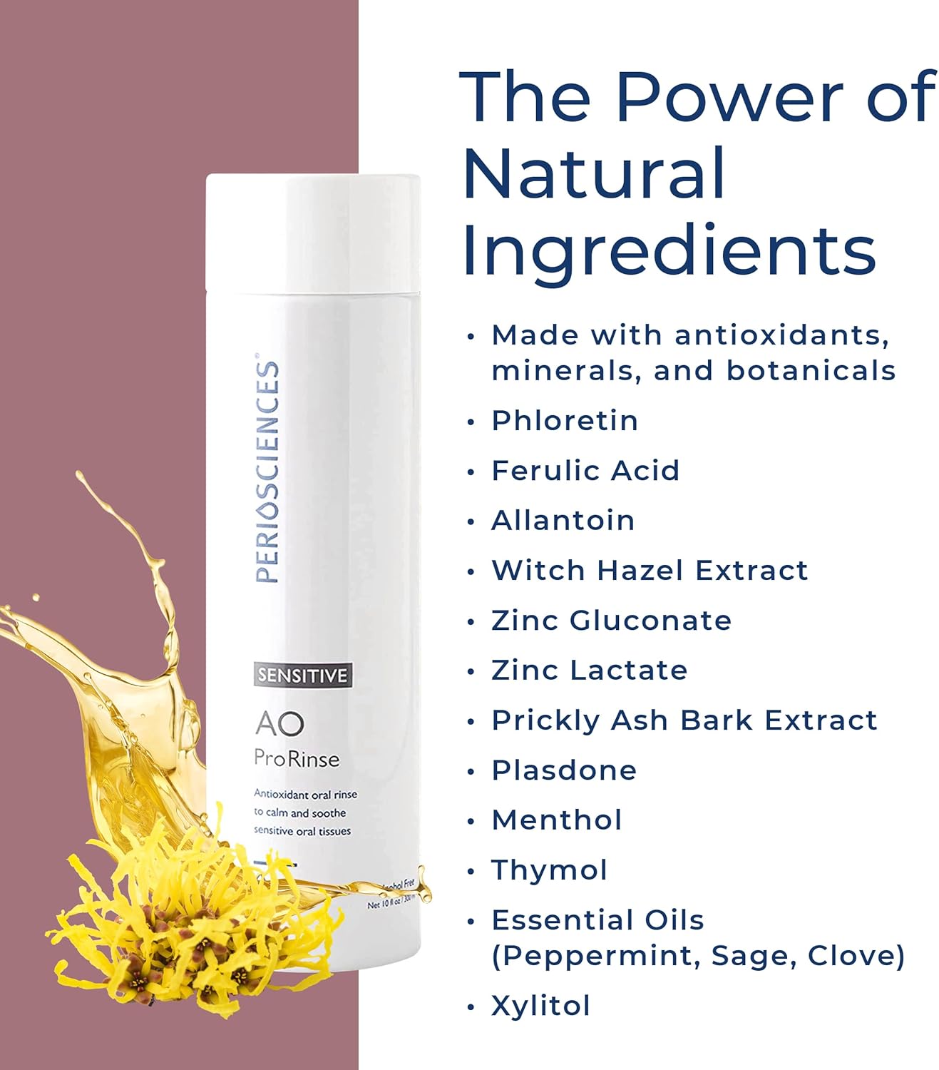 PerioSciences AO ProRinse Sensitive Teeth Mouthwash with Essential Oils and Antioxidants - Alcohol Free Mouthwash for Extreme Oral Sensations, 10 fl oz/300ml Pack of 2