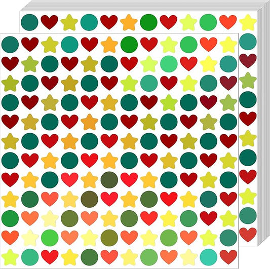 Holographic Stickers for Kids, 2160 Pcs, Star Heart Dot Shapes, Multicolor Sparkly Reward Charts, School Classroom Teacher Supplies, DIY Decorations, 0.6 Inch
