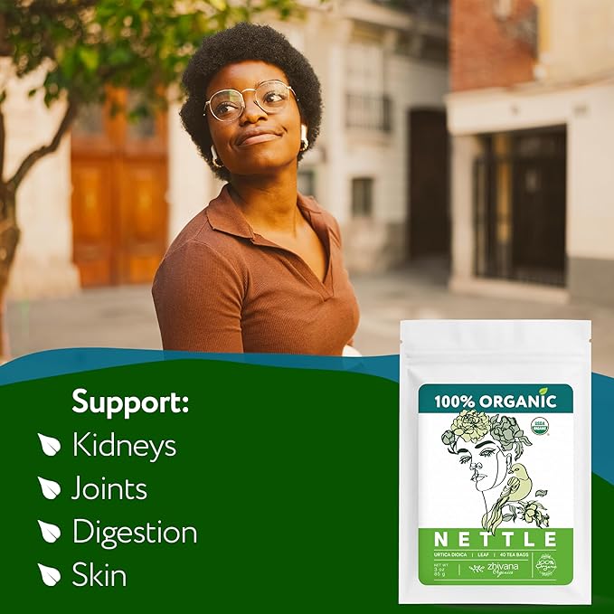 Nettle Tea Organic (40 Tea Bags) - Stinging Nettle Leaf TeaBags – Ortiga Tea for Optimal Health, Immune Support, Kidney - Te de Ortiga Organico Natural