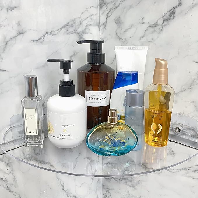 Acrylic Corner Shelves, Adhesive Shelf, Shower Caddy Organizer for Home Decor,Clear Shower Shelf,No Drilling Wall Mounted Bathroom Shelves (Clear 10 inch 1 set)