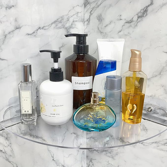 Acrylic Corner Shelves, Adhesive Shelf, Shower Caddy Organizer for Home Decor,Clear Shower Shelf,No Drilling Wall Mounted Bathroom Shelves (Clear 10 inch 1 set)