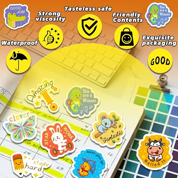Reward Stickers for Kids,900PCS Motivational Stickers for Teachers Stickers Packs,Cute Animal Reward Stickers for Students Award School Incentive Stickers Teacher Supplies for Classroom