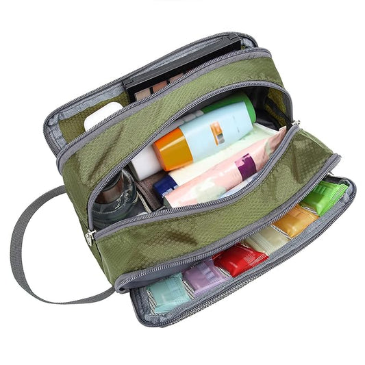 Yeiotsy Boys Toiletry Bag - Kids Travel Dopp Kit with Mesh Pockets, Compact Organizer for Gym, Camping, Hiking (Army Green)
