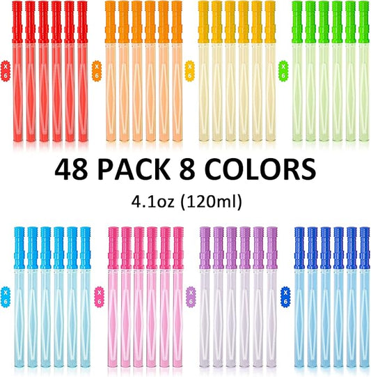 Inscraft 48 Pack 14’’ Big Bubble Wands, 8 Colors Bulk for Summer Toy, Outdoor/Indoor Activity Use, Easter, Birthday, Graduation, Shower, Bubbles Party Favors Supplies for Kids